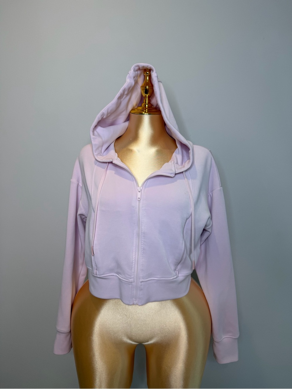 GLOWMODE Pink Full Zip Cropped Hoodie Jacket